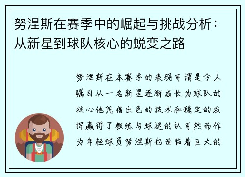 努涅斯在赛季中的崛起与挑战分析：从新星到球队核心的蜕变之路